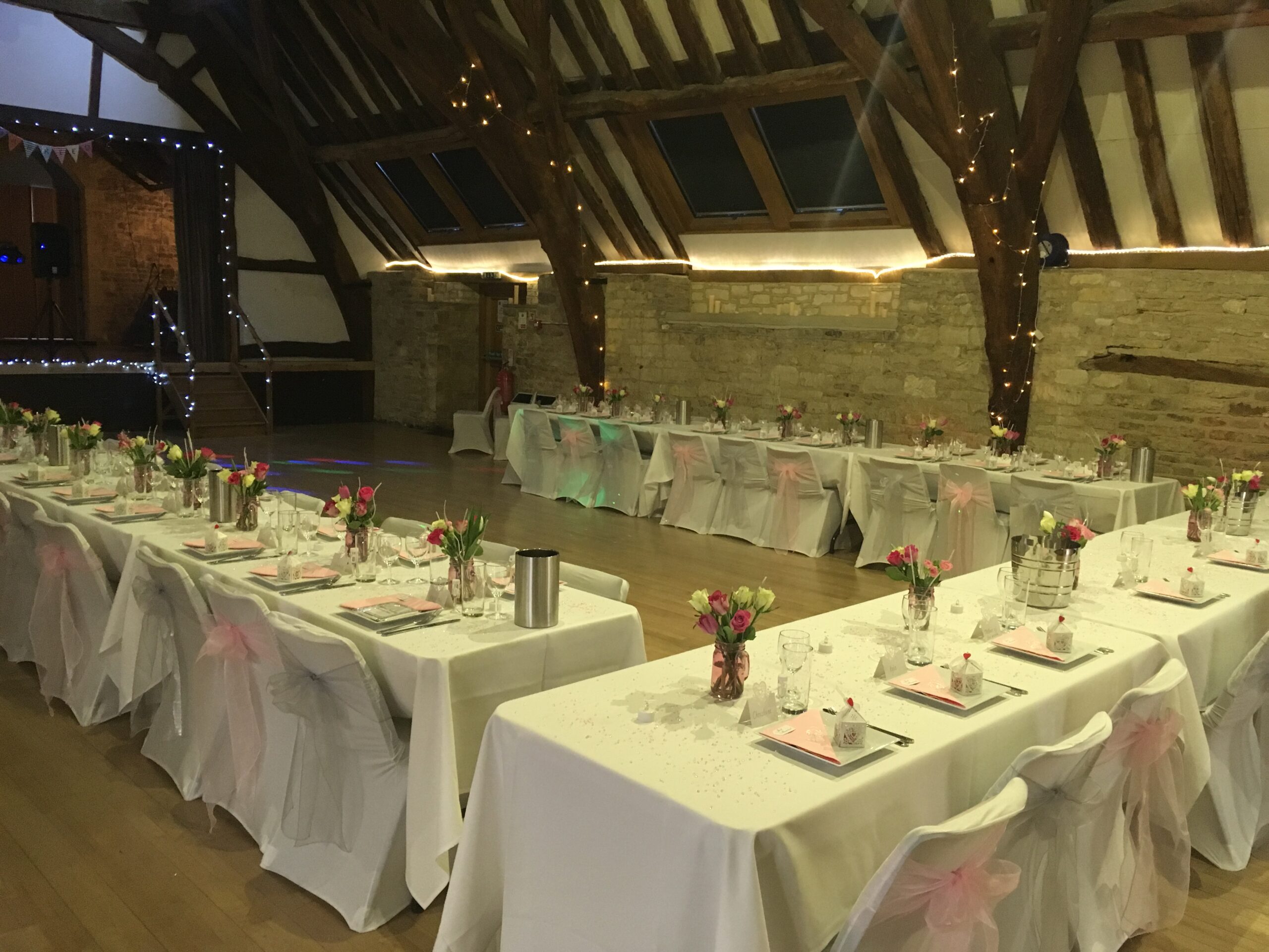 Main hall set for wedding