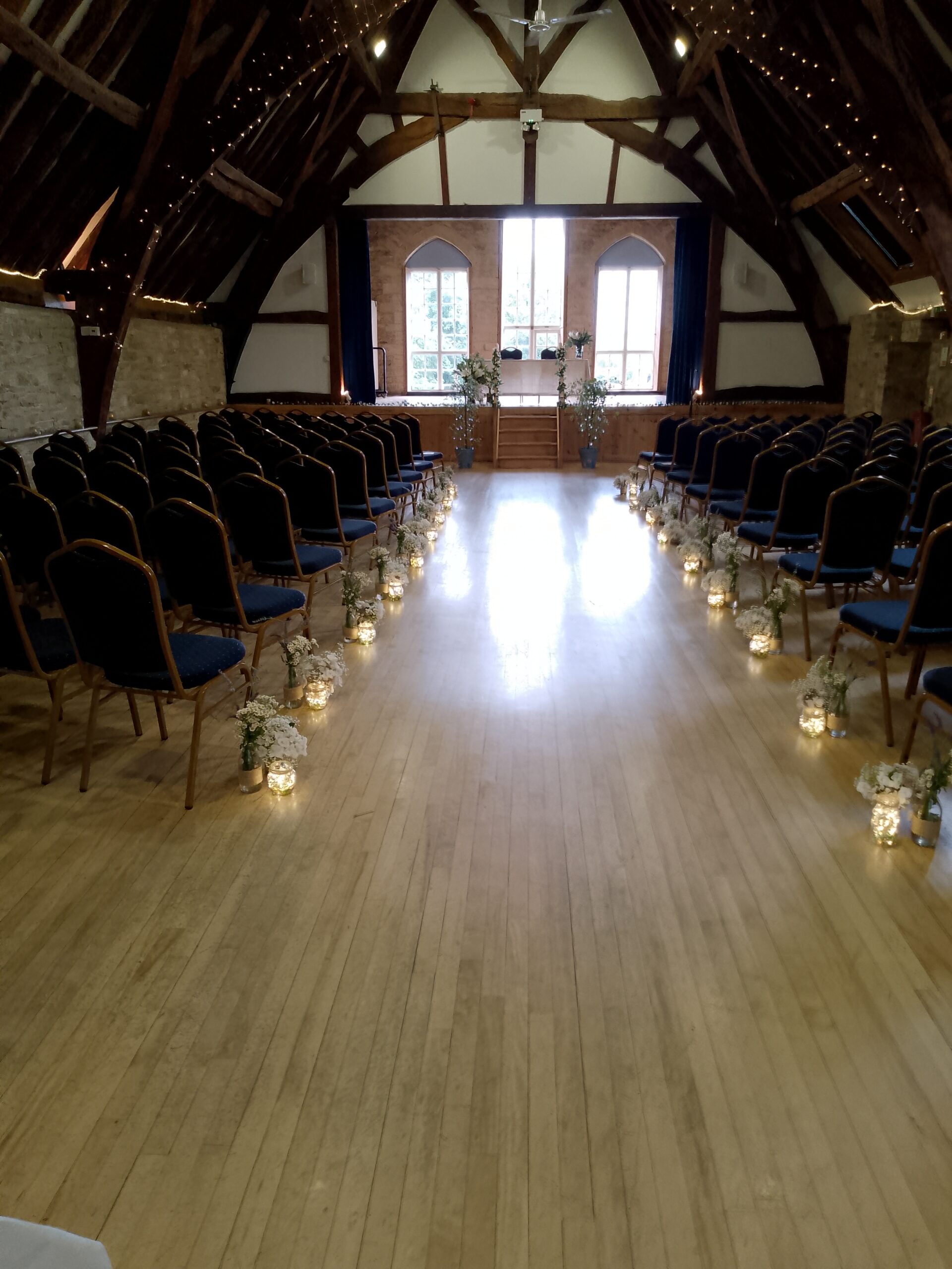 Main hall set for wedding